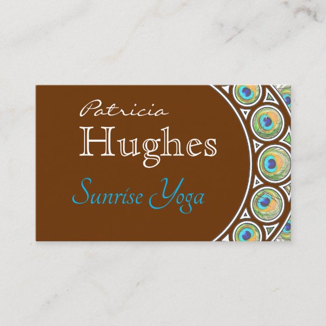 Peacock Feather Border Business Card (Front)