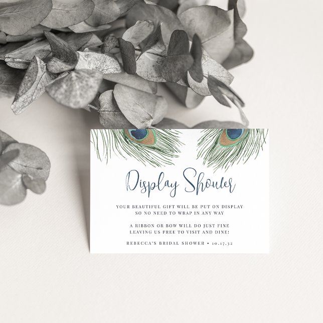 Peacock Feather Bridal Shower Gift Display Enclosure Card (Creator Uploaded)