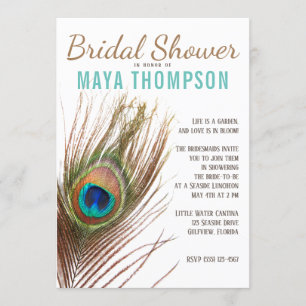 Peacock Feather Bridal Shower Invitation