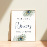 Peacock Feather Bridal Shower Welcome Sign<br><div class="desc">A boho chic welcome sign designed to match our Watercolor Peacock Feather bridal shower invitations,  featuring a pair of peacock feathers framing your custom text in elegant shades of indigo.</div>