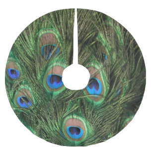 Peacock Feather Brushed Polyester Tree Skirt
