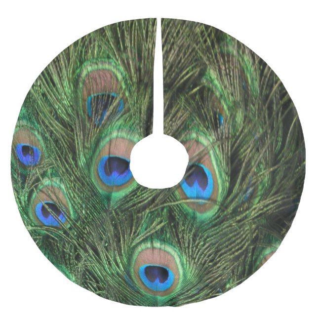Peacock Feather Brushed Polyester Tree Skirt (Front)