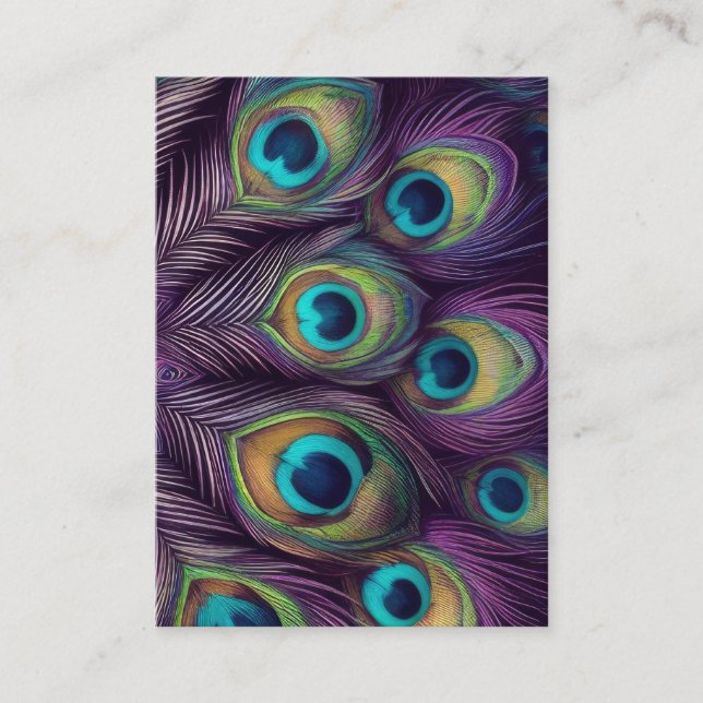 Peacock Feather Business Card Purple (Front)