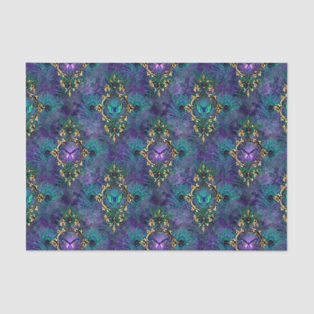 Peacock Feather Butterflies Decoupage Tissue Paper (Front)