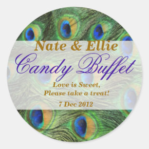 Peacock Feather Candy Buffet Sticker