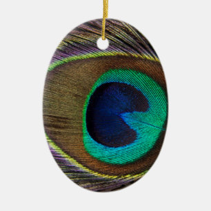 peacock feather ceramic ornament