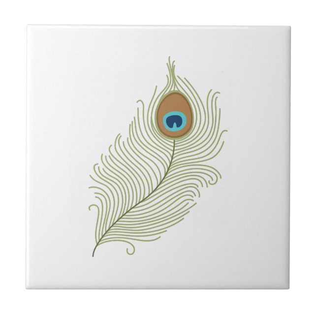 Peacock Feather Ceramic Tile (Front)