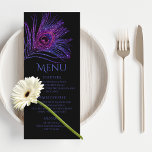 Peacock Feather Chic Glitter Purple Bat Mitzvah Menu<br><div class="desc">This design features an elegant pink and purple glitter peacock feather on a black background with your Bat Mitzvah Menu information below. Personalise by editing the text in the text boxes. Designed for you by Evco Studio www.zazzle.com/store/evcostudio #mitzvah #batmitzvah #eventplanner #mazeltov #jewish #mitzvahswag #party #jewishlife #wedding #kosher #mitzvahlife #corporateevents #mitzvahparty...</div>