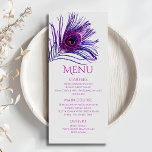 Peacock Feather Chic Glitter Purple Bat Mitzvah Menu<br><div class="desc">This design features an elegant pink and purple glitter peacock feather on a white background with your Bat Mitzvah Menu information below. Personalise by editing the text in the text boxes. Designed for you by Evco Studio www.zazzle.com/store/evcostudio #mitzvah #batmitzvah #eventplanner #mazeltov #jewish #mitzvahswag #party #jewishlife #wedding #kosher #mitzvahlife #corporateevents #mitzvahparty...</div>