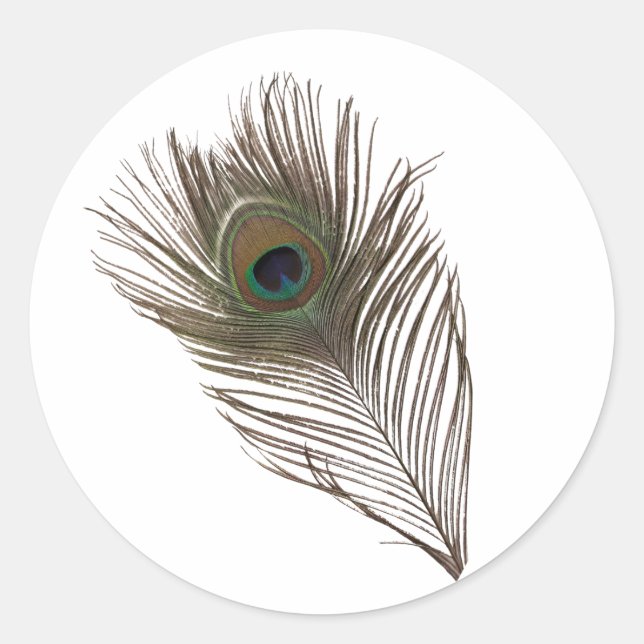 Peacock feather classic round sticker (Front)