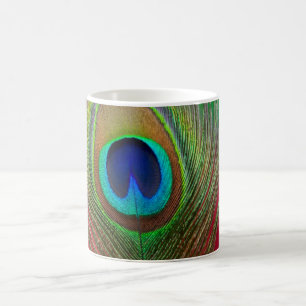 Peacock feather close-up coffee mug