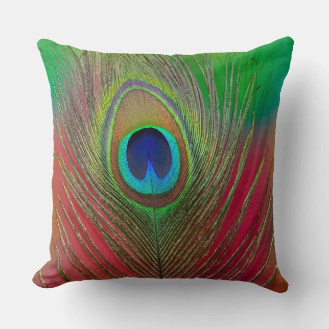 Peacock feather close-up cushion (Front)