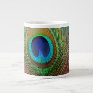 Peacock feather close-up large coffee mug