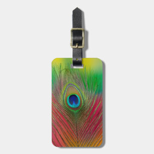 Peacock feather close-up luggage tag