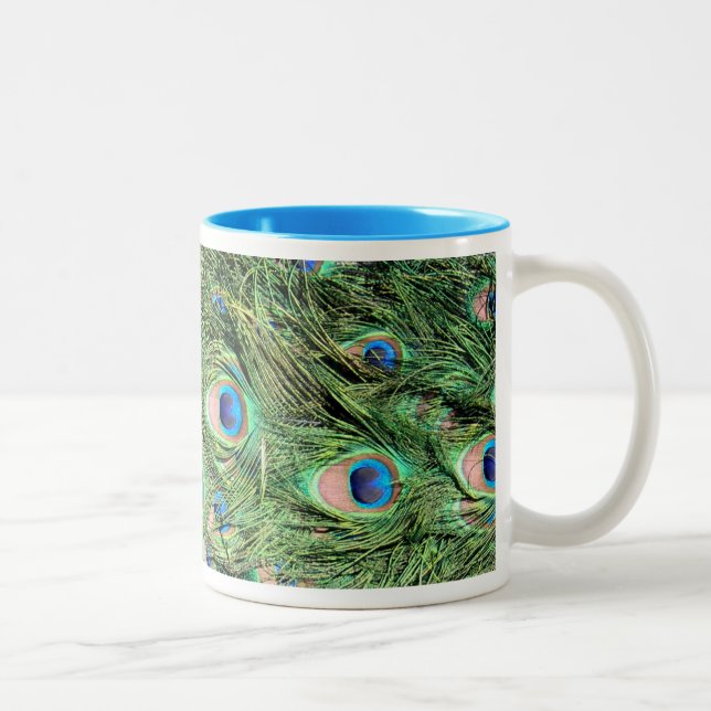 Peacock Feather Coffee or Tea Cup Beverage Mug (Right)