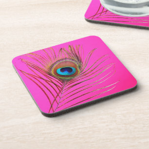 Peacock Feather Cork Coaster