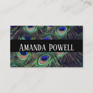 peacock feather custom business cards template