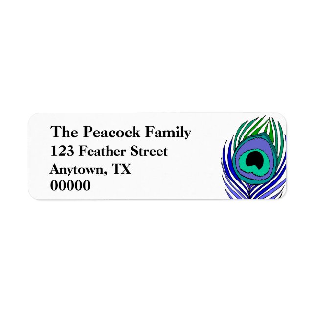 Peacock Feather Customisable address labels (Front)