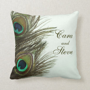 Peacock Feather Customisable Pillow