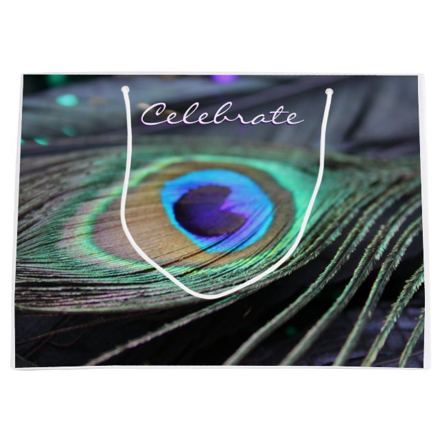 Peacock Feather Customised Party Tote Gift Bags (Front)