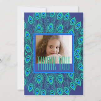 PEACOCK FEATHER DECORATIVE REPEATING MOTIF BLUE INVITATION