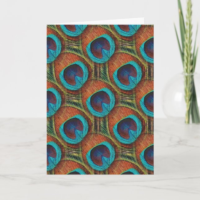 Peacock Feather Design Happy Birthday Card (Front)