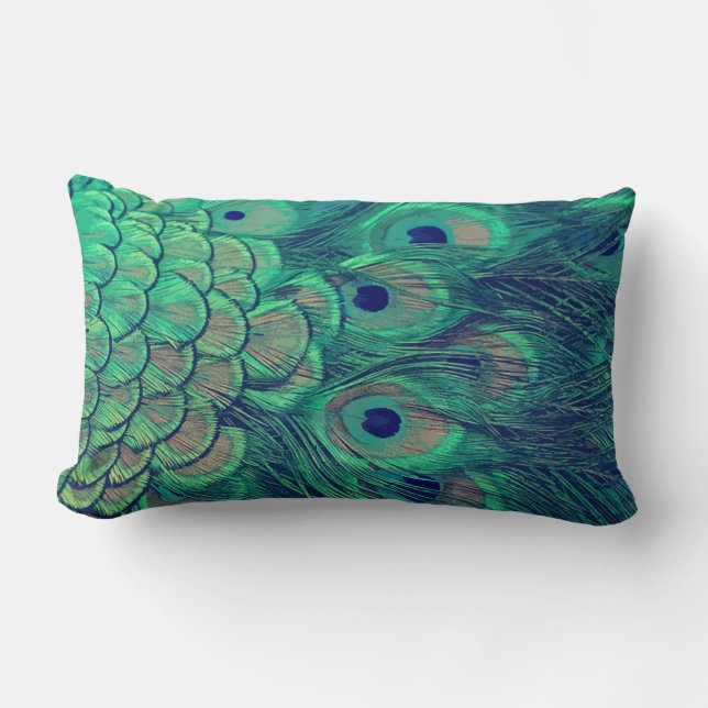 Peacock feather double-sided pillow (Front)