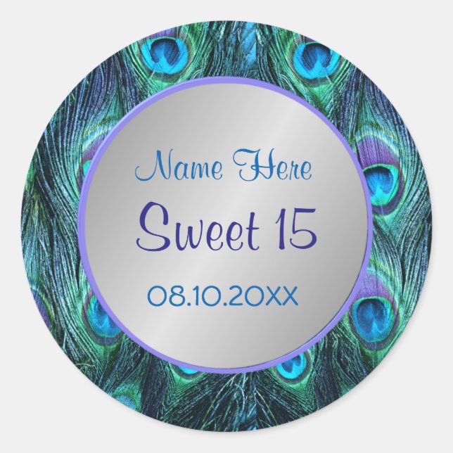 Peacock Feather Drama ver 1 -Sweet 15 Classic Round Sticker (Front)