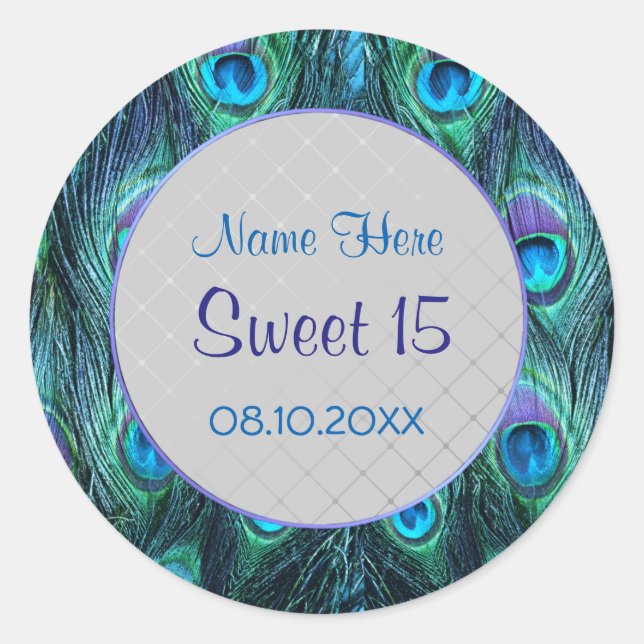 Peacock Feather Drama ver 2 -Sweet 15 Classic Round Sticker (Front)