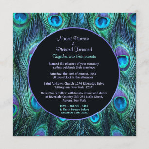 Peacock Feather Drama - Wedding Invitation Square