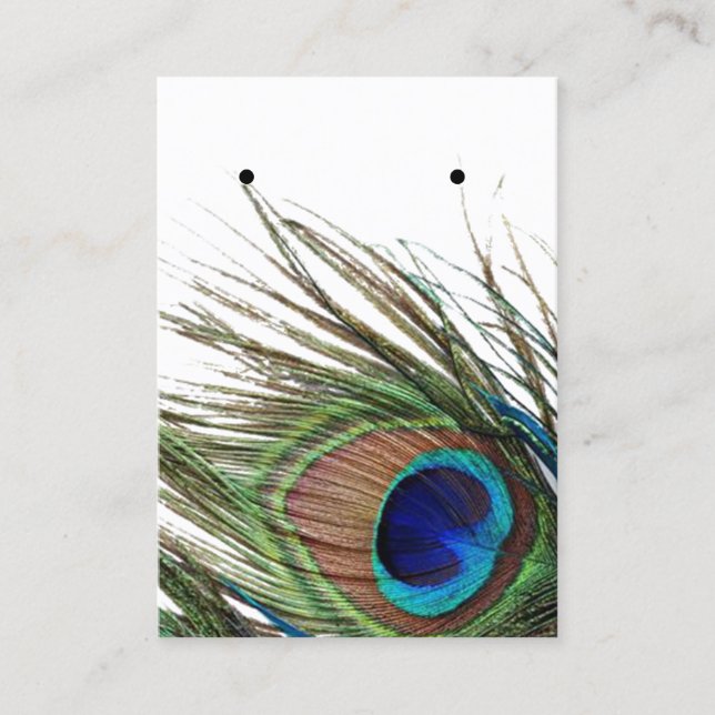 Peacock Feather Earring Jewellery Display Custom Business Card (Front)