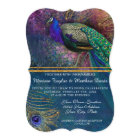 Peacock Feather Elegant Gold Winter Wedding  Invit