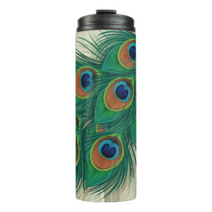 Peacock Feather   Elegant Nature-Inspired Thermal Tumbler