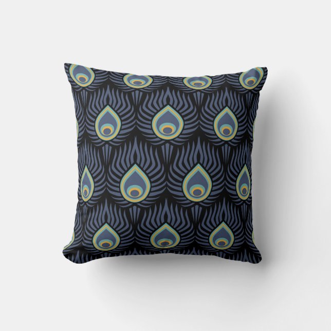 Peacock Feather: Elegant Pattern. Cushion (Front)