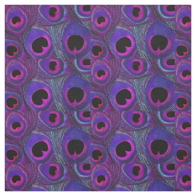 Peacock Feather Fabric Purple Pink Grey Black (Swatch)