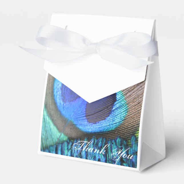 Peacock Feather Favour Bag Favour Box (Front Side)