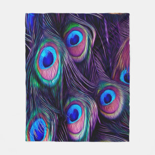 Peacock Feather Fleece Blanket