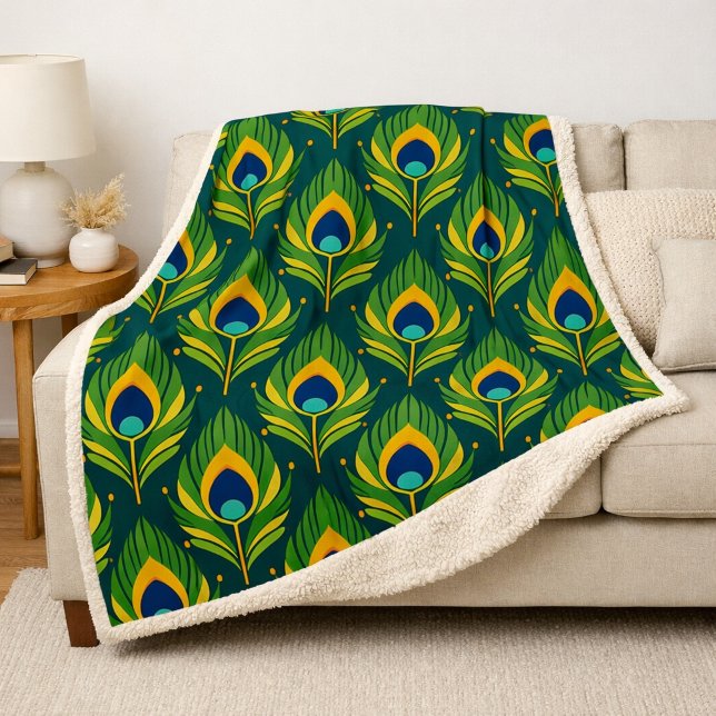 Peacock Feather Fleece Blanket (Creator Uploaded)