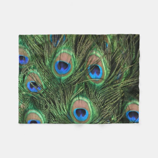 Peacock Feather Fleece Blanket (Front (Horizontal))