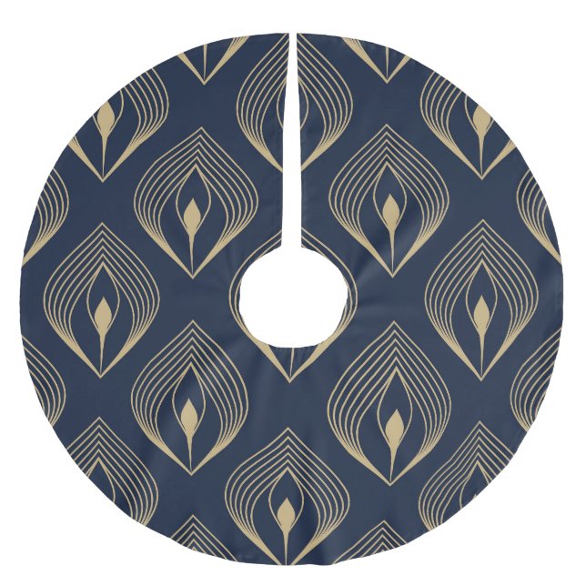 Peacock Feather: Floral Paisley Brushed Polyester Tree Skirt (Front)