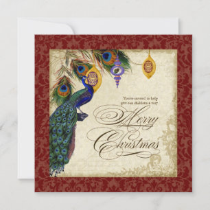 Peacock & Feather Formal Christmas Party Invite
