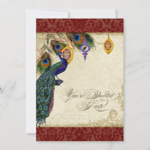 Peacock & Feather Formal Holiday Party Invite
