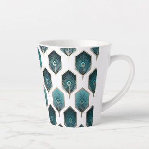 Peacock Feather Geometric Design – Small Latte Mug