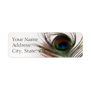 Peacock Feather Glamour Anniversary Return Address Label