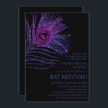 Peacock Feather Glitter Purple Bat Mitzvah Logo Invitation<br><div class="desc">This design features an elegant pink and purple glitter peacock feather on a black background with your Bat Mitzvah Invitation information below. Personalise by editing the text in the text boxes. Add your Corporate Logo to the back of the design. Designed for you by Evco Studio www.zazzle.com/store/evcostudio</div>