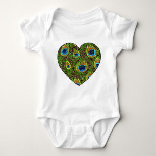 Peacock Feather Glittery Art Print Baby Bodysuit