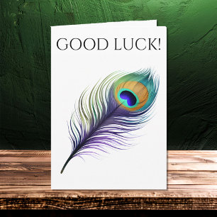 Peacock Feather Good Luck Card