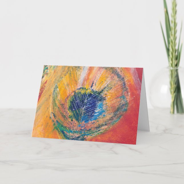 Peacock Feather Greetings card (Front)