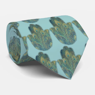 Peacock Feather Hamsa Tie