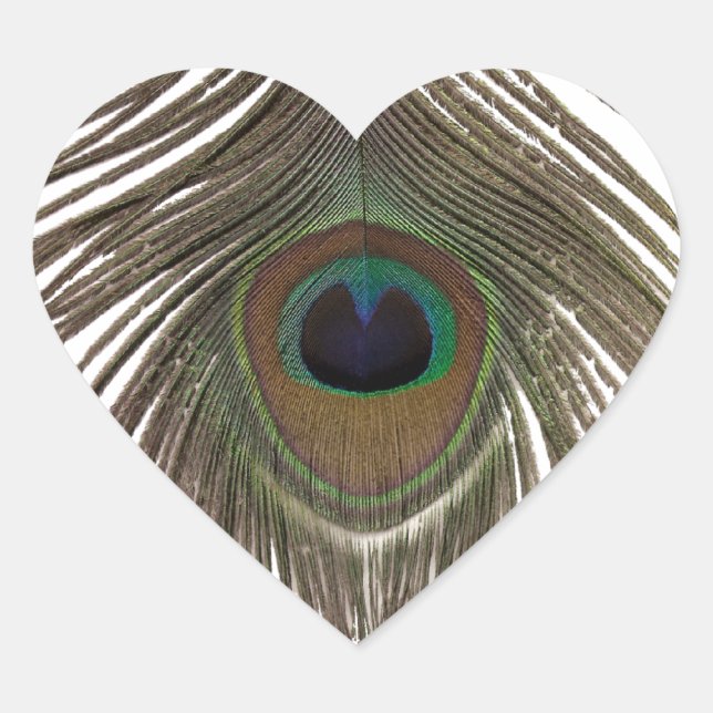 Peacock feather heart sticker (Front)